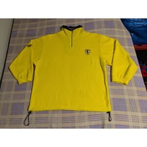 Grail 1998 Ferrari Quarter Zip Fleece Yellow Rare Size XL Nice Man Car Logo Race